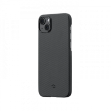 Ультра тонкий чехол Pitaka MagEZ 3 для iPhone 14 Plus (6.7"), черно-серый узкое плетение, кевлар (арамид)