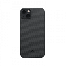 Ультра тонкий чехол Pitaka MagEZ 3 для iPhone 14 Plus (6.7"), черно-серый узкое плетение, кевлар (арамид)